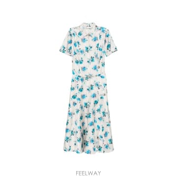인더샵 Tory Burch 토리버치 화이트 블루 롱 드레스