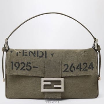 26 F/W 펜디 바게트 26424 밀리터리 그린 캔버스 백 WITH B0052324555