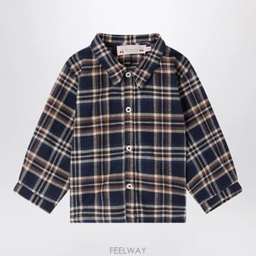 26 F/W 봉쁘앙 NATHAN 블루 체크 셔츠 인 오가닉 코튼 (K B0052324569