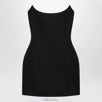 26 F/W 발렌시아가 블랙 미니 뷔스티에 드레스 인 울 & 실크 블 B0052324636