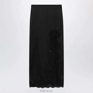 26 F/W 발렌티노 롱 블랙 크레페 사틴 스커트 WITH 레이스 9 B0052324645
