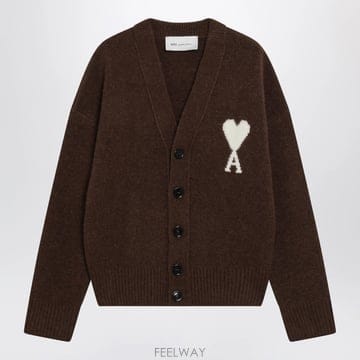 26 F/W 아미 브라운 아미 드 꾀흐 가디건 인 알파카 블렌드 UK B0052324654