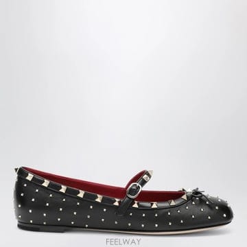 26 F/W 발렌티노 블랙 락스터드 레더 플랫슈즈 9W0S0QA5FA B0052324659