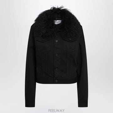 26 F/W 알라이아 블랙 데님 자켓 WITH CURLY 페이크 퍼  B0052324697