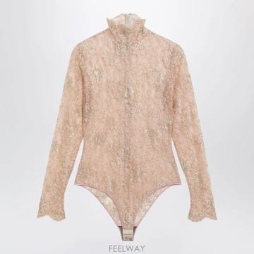 26 F/W 발렌티노 누드 세미-시어 플로랄 레이스 바디수트 9B0M B0052324709