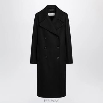 26 F/W 드리스 반 노튼 블랙 더블브레스티드 코트 인 울 블렌드  B0052324731