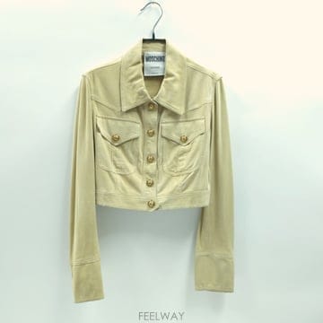 MOSCHINO 모스키노 레더 레트로 램스킨 스웨이드 크롭자켓 C078