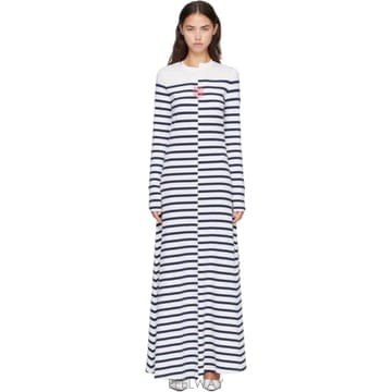 26 FW 장폴고띠에 화이트   네이비 더 JPG 마리니에 맥시 드레스 262808F055002