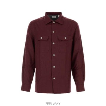 [X45]브루넬로 쿠치넬리 MY6660721 C063 남성 셔츠 남방 긴팔 반팔 Burgundy flanne