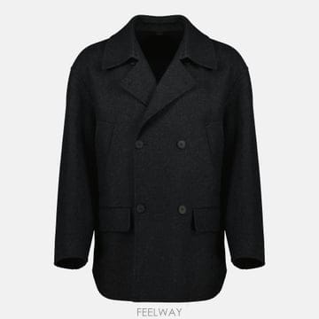 펜디 더블 브레스티드 피코트 블랙