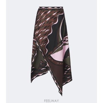 26 FW Pucci Dune 비대칭 실크 트윌 미디 스커트 TP581691637