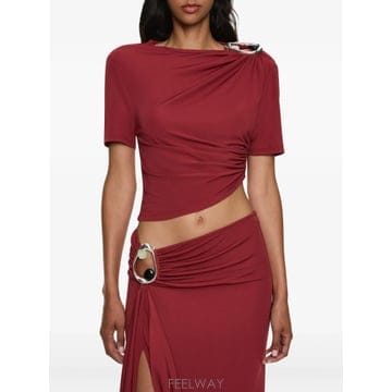 | Other Brand | Christopher Esber Orica crystal embellished ruched jersey TChristopher Esber Orica crystal embellished ruched jer