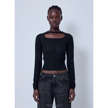 Rick Owens 26 FW �������� ���� Slashed Cropped Pull Top ric0265032blk26 FW �������� ���� Slashed Cropped Pull Top ric026503