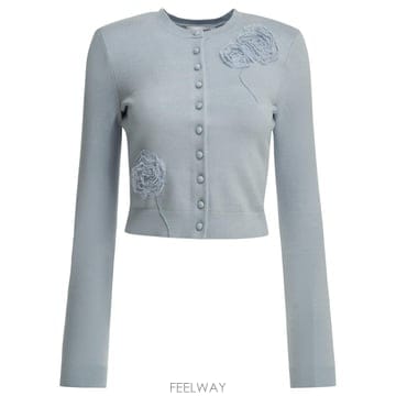 [V90]셀프포트레이트 PF26 068C BLBLUE 여성 니트 스웨터 가디건 Embroidered card