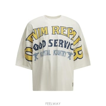 [V90]KAPITAL K2606SC220WHITE 남성 티셔츠 상의 반팔티 Huge T Denim Repa