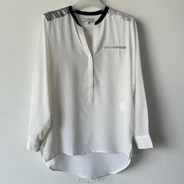 산드로 실크 펄 블라우스