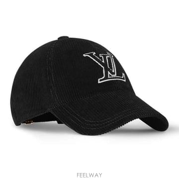 26 FW 루이비통 블랙 톤온톤 LV 시그니처 모노그램 플라워 코튼 코듀로이 베이스볼 캡