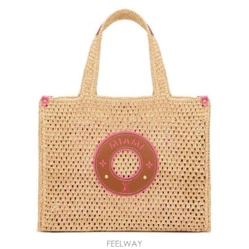 26 FW 루이비통 OnTheGo 온더고 MM 탑핸들 로고 내추럴 라피아 탑핸들 토트백
