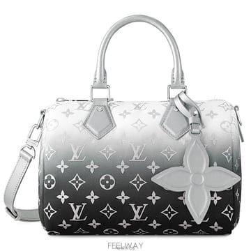 26 FW 루이비통 Speedy 스피디 반들리에 25 레더 플라워 참 실버톤 숄더백
