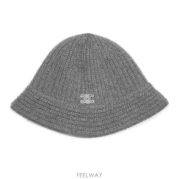 26 FW 셀린느 그레이 Cloche 클로쉐 트라이옹프 엠브로이더리 리브드 캐시미어 비니