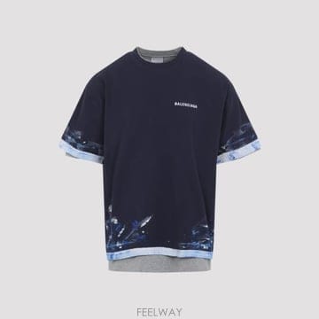 26FW 발렌시아가 반팔 티셔츠 A009CW TUVJ7 8065 NAVY