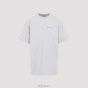 26FW 발렌시아가 백 그래디언트 오버사이즈 티셔츠 850345 TVVE6 1302 LIGHT HEATHER
