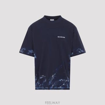 26FW 발렌시아가 반팔 티셔츠 764235 TUVJ7 8065 NAVY