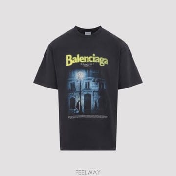 26FW 발렌시아가 디 어드레스 미디엄 핏 티셔츠 764235 TUVO6 1041 FADED WASHED B
