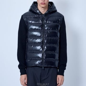 26 FW 몽클레어 패딩 판넬 후드 니트 슬리브 집업 L2091 9B00059 M4281 999