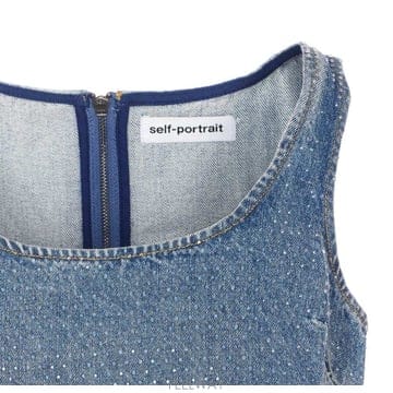 26 S/S 셀프 포트레이트 라인스톤 데님 크롭 탑 826T/BLUE B0011861975