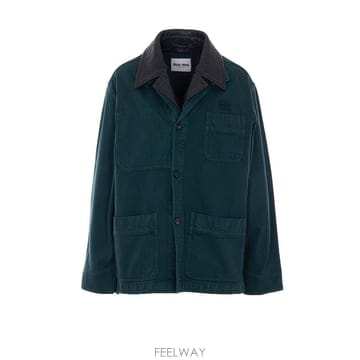 26 S/S 미우미우 미우 미우 로고 개버딘 싱글 브레스트 자켓 MH B0012001539