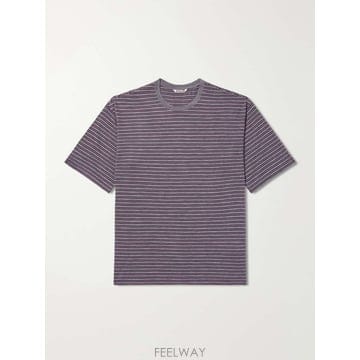 오라리 스트라이프 울-저지 티셔츠 A26AT02BT B0082325585