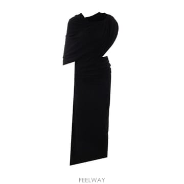 26FW 발렌시아가 미디 원피스 A009OX TVV031000 BLACK