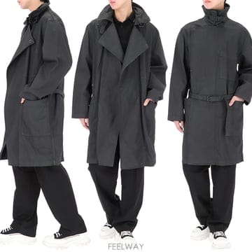 구템즈 25FW 르메르 왁스드 코튼 벨티드 코트 CO1128 LD1059 BK996