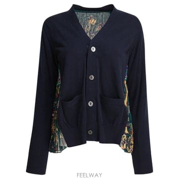 Sacai [V90]��ī�� 25 07986213 ���� ��Ʈ ������ ����� Cardigan with floral prin[V90]��ī�� 25 07986213 ���� ��Ʈ ������ ����� Cardig