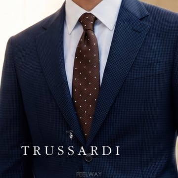 TRUSSARDI 트루사르디 컬렉션 실크 브라운 도트 패턴 넥타이 9.5cm S~A+등급 e2031