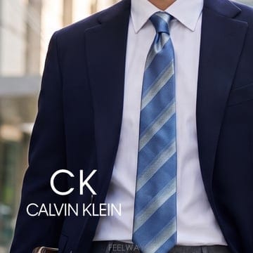 CALVIN KLEIN 캘빈클라인 실크 블루 스트라이프 넥타이 7.2cm S~A+등급 e2120