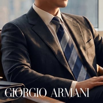 GIORGIO ARMANI 조르지오 아르마니 실크 네이비 체크 자카드 패턴 넥타이 9.2cm 새상품e2138