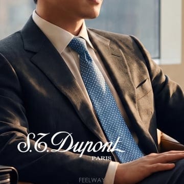 S.T. DUPONT 에스.티. 듀퐁 실크 블루 기하 패턴 넥타이 8.5cm S~A+등급 k3619