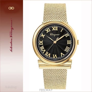 페라가모 여성 시계 간치노 SFUF00521 쿼츠 블랙 메탈 34mm 메시 스트랩