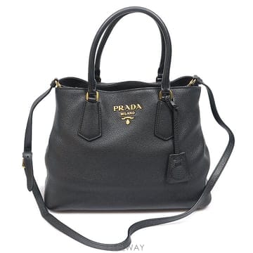 Prada(프라다) 1BA239 블랙 비텔로 피닉스 레터링 로고 2WAY