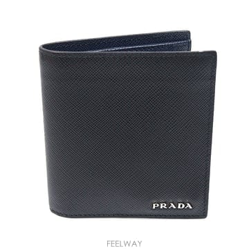 Prada(프라다) 2MO004 블랙 사피아노 레터링 로고 반지갑
