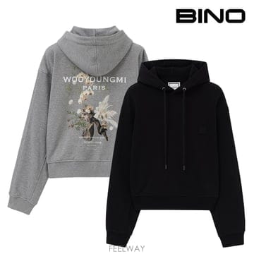 26FW 우영미 여성 플라워 백로고 후드 티셔츠 M263TS36