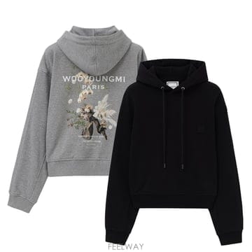 26FW 우영미 여성 플라워 백로고 후드 티셔츠 M263TS36