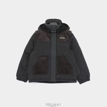 보보쇼즈 26FW 보보로고 패디드 베스트 후드 패딩 남아 자켓 B226AC104 401