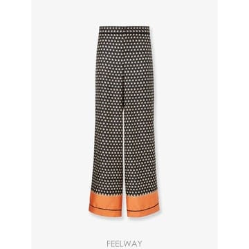 펜디 프린트 블랙 실크 파자마 트라우저