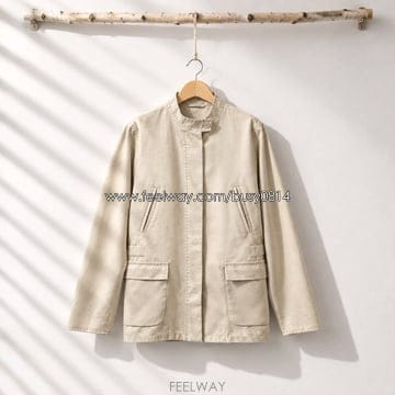 막스마라 MAXMARA 차이나넥 스탠드칼라 코튼 사파리 자켓 42사이즈