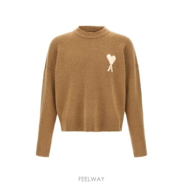 아미 QUOTACREWNECKSWEATERWITHAMIDECOEUR B0442297925