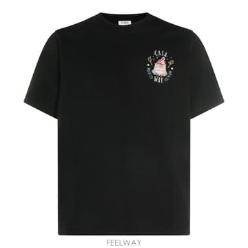 카사블랑카 블랙 코튼 티셔츠 MPF26JTS00117 B0482048768