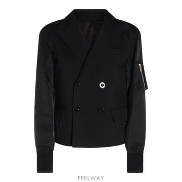 사카이 블랙 울 블렌드 트윌 자켓 2608564001 B0482193400